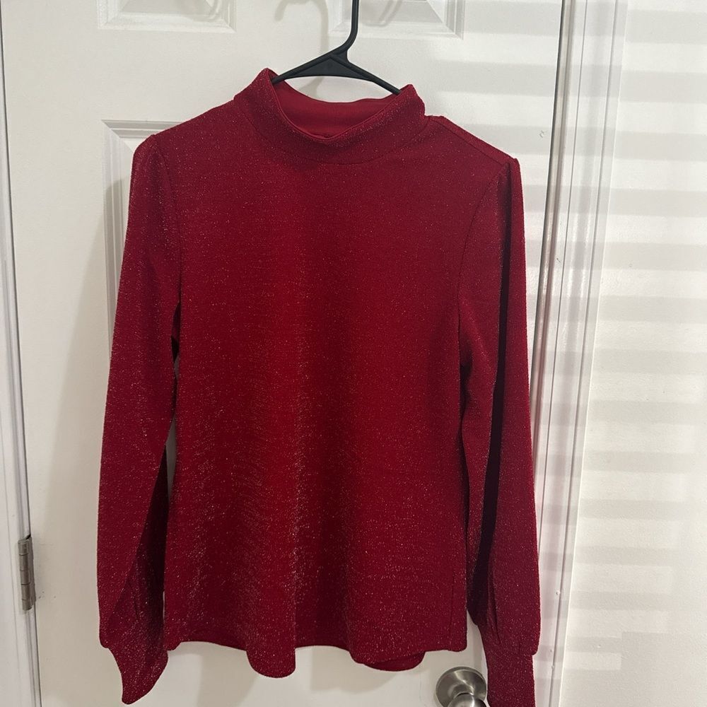Maurices Red Glitter Long Sleeve Top Size Small NWT